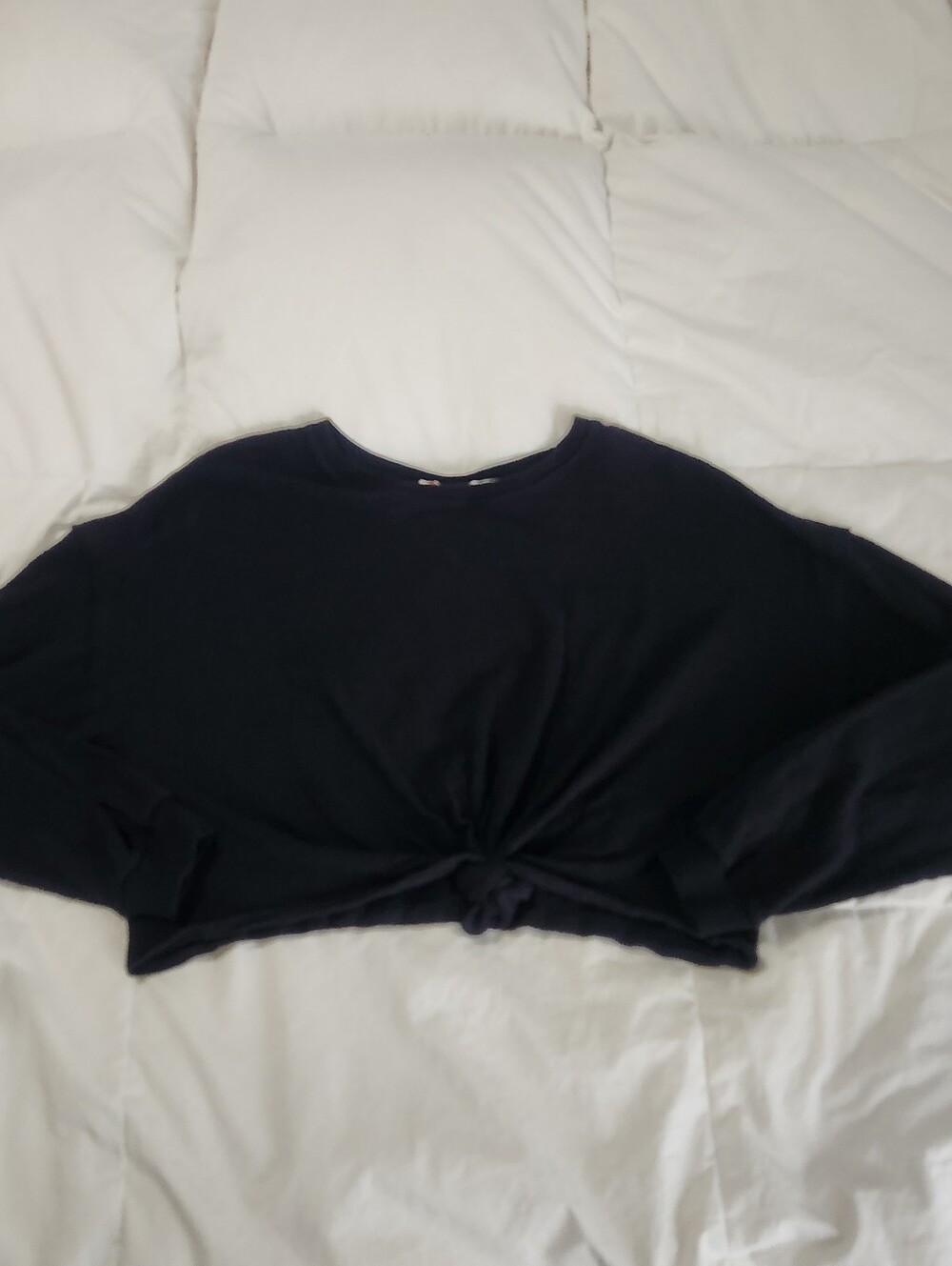 Free People Beach Knot Front Crop Top Size XS Black